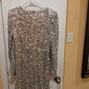 Lulu's Silver Sequin Bodycon Mini Dress L thumbnail 10