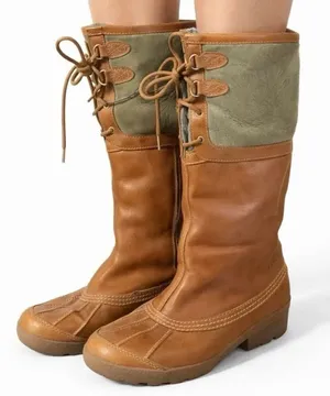 Ugg Belcloud tall leather boot tan and green size 8 thumbnail 1