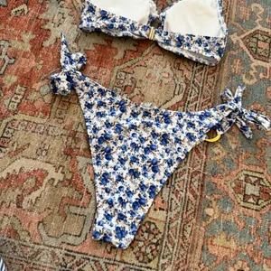Smocked Floral Halter Bikini Set Shein thumbnail 4