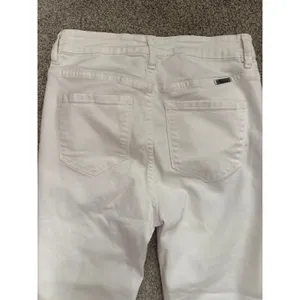 Kancan Womens White High Rise Button Fly Skinny Jeans Raw Hem Denim, sz 7/27 thumbnail 7