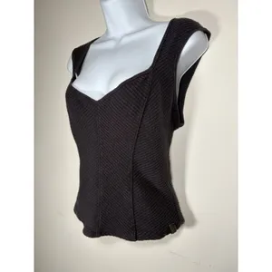 We The Free Corset Top Brown Ribbed Sweetheart Neck Sleeveless Coquette Medium thumbnail 3