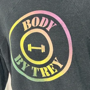 Wildfox Body By Trey Graphic Fleece Sweatshirt XS Charcoal Gray thumbnail 10