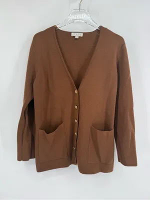 J. Crew Giselle V-Neck Sweater Blazer Cardigan Women's Small Walnut Merino Wool thumbnail 2