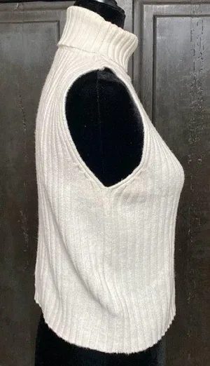Airport Cropped cream sleeveless turtleneck sweater - size Small thumbnail 2
