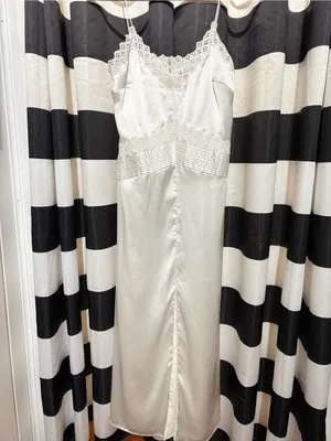 Zara White Satin Lace-Trim Slip Dress thumbnail 6
