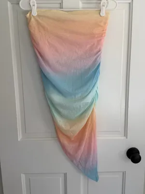 Abercrombie x Trevor Project Rainbow Ombre Ruched Midi Skirt M thumbnail 4