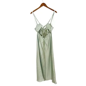 Lulus Stun to Remember Sage Green Satin Cowl Neck Cutout Midi Dress size S NWT thumbnail 4