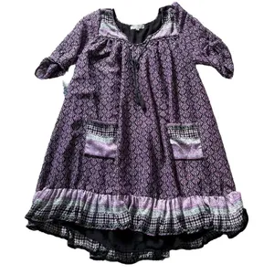 World Market Purple Boho Geometric Shift Dress S/M Pocketed Dark Fairy Whimsy thumbnail 2