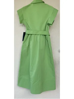 New Tuckernuck Pistachio Green Chloe Midi Dress S Belted Collared Moir Classic thumbnail 10