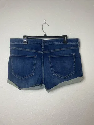 Express Dark Blue Denim Cuffed Shorts - Relaxed Low Rise Size 12 thumbnail 5