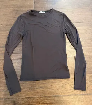 Zara Long Sleeve Crewneck Top in Brown Size Medium - C27-099 thumbnail 1