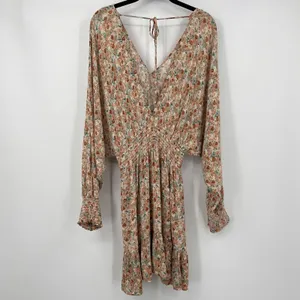 Final Touch Floral Mini Dress Multi Dolman Sleeves Coastal Cowgirl Boho Size M thumbnail 2