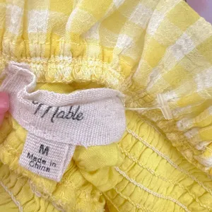 Anthropologie Yellow Gingham Dress Medium Low Coquette Cottagecore Boho Ruffle thumbnail 8