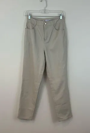 Zara Light Tan Beige Faux Leather Skinny Leg Pants Size 4 thumbnail 1