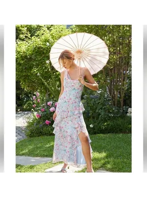 ASTR The Label Levina Floral Ruffle One Shoulder Maxi Dress, M thumbnail 2