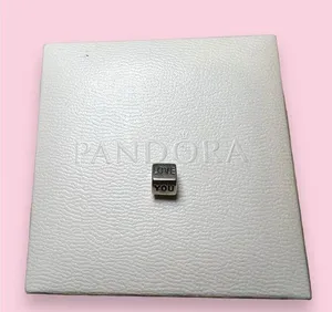 Pandora Two Tone 14K Gold Sterling Silver I Love You Cube Charm thumbnail 2
