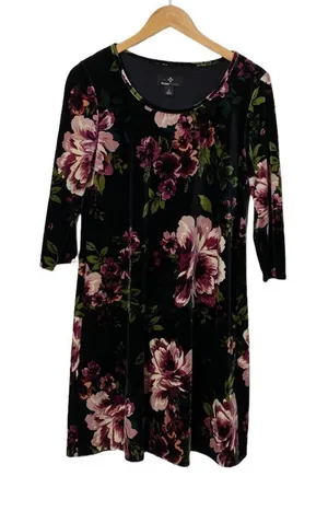 Ronnie Nicole Floral‎ Velvet Midi Dress Size 8 thumbnail 1