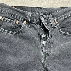Levis 501 Original Fit‎ Straight Leg Jeans Faded Black Raw Hem W26 EUC Classic thumbnail 9
