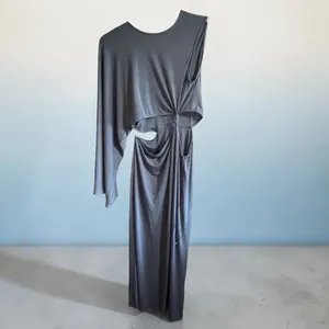 ZARA One-Shoulder Waist Cut Out Midi Dress Slate Blue NWT Size L Boho Chic thumbnail 2
