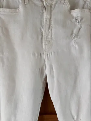 MOTHER The Hustler Ankle Fray Jeans In Tea and Biscuits White Wash Women’s sz 27 thumbnail 14