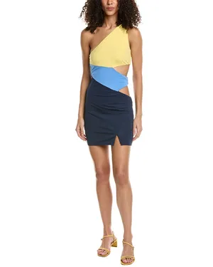 Staud Letta asymmetric jersey mini dress in cool ocean multi size S small thumbnail 18