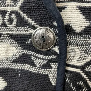 New Identity Y2K 90s black southwestern Cowichan tapestry blanket crop jacket M thumbnail 11