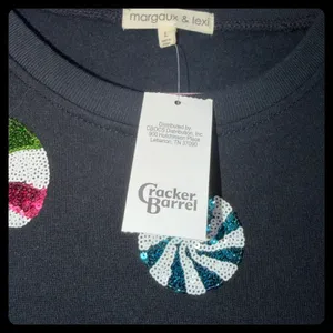 Margaux & Lexi Sweatshirt Women L Black Candy Sequin Christmas Sweater thumbnail 3