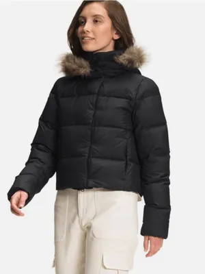 The North Face 550 Dealio Down Crop Black Fur Trim Coat Jacket Women’s XS thumbnail 3