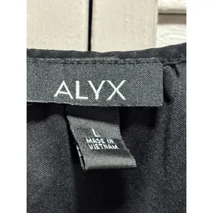 ALYX Black Chiffon Lined Blouse Size L Smocked 3/4 Wide Sleeves Faux‎ Buttons thumbnail 2