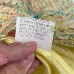 Angel Nina Tweed‎ Jacket Blazer Fringe Multi Color Yellow Size M Career Church thumbnail 6