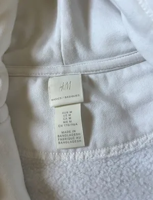 H&M White Zip Up Hoodie  thumbnail 3