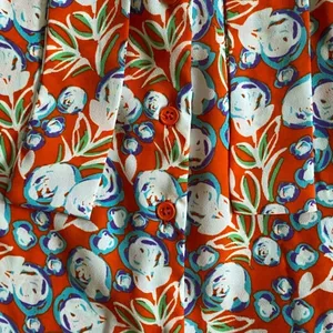 Pleione Womens Sleeveless Tie Neck Floral Blouse Orange Blue White WQZ58232RK M‎ thumbnail 7