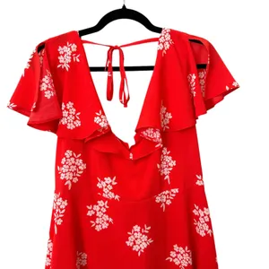 ASOS DESIGN Flutter Sleeve Floral Mini‎ Dress Red Sz 10 thumbnail 3