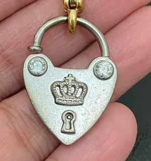 Retired RARE 2-tone “LOVE ME” Lock Collectible Bracelet Charm thumbnail 9