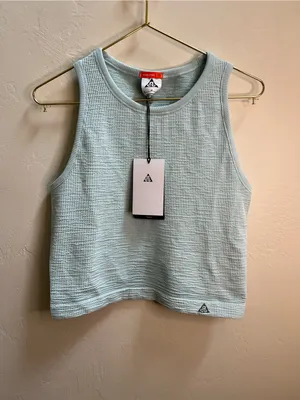NWT Nike ACG Women’s M Mint Wool Blend Waffle Knit Crop Tank Top MSRP $70 thumbnail 3