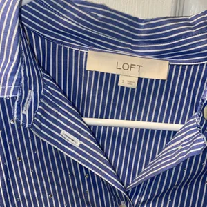 LOFT Sparkle Striped Poplin Modern Shirt size S, worn once thumbnail 2