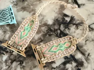 Handmade Boho Style Braided Light Pink Apple Watch Band 38 thumbnail 1