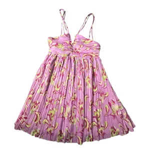 Zara‎ Pleated Mini Dress Womens M Pink Abstract Floral Double Strap NWOT thumbnail 3
