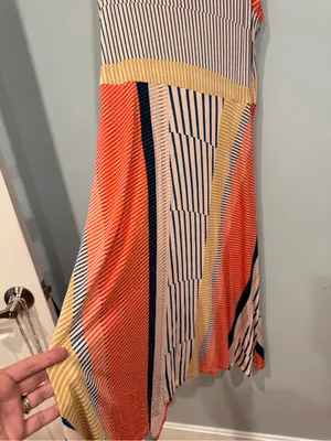 Anthropologie Maeve Cleary Striped Mock Neck Jersey Midi Dress S thumbnail 5