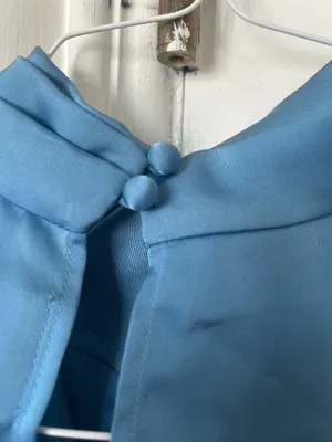 NWT Hello Molly BLUE High Neck/Cowl Dress With Slit Opening (Goddess Lines Satin Mini Dress Blue) thumbnail 9