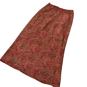 Josephine Chaus Bohemian Red‎ Paisley 100% Silk Maxi Skirt Sz 4 Vintage Style thumbnail 2