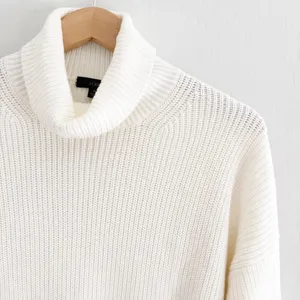 NEW J crew ribbed cotton cashmere relaxed turtleneck sweater in ivory Size M thumbnail 6