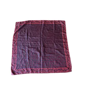 70's vintage geometric foulard square neck scarf bandana silk navy red wrap thumbnail 7