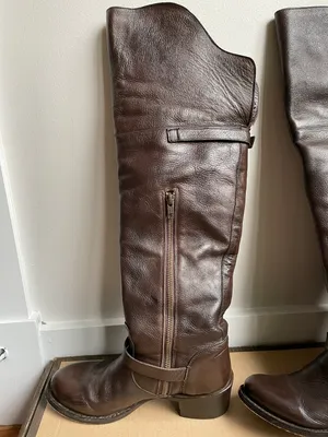 Stetson Bianca Over The Knee Brown Leather Zipper Fashion Riding Boots thumbnail 5