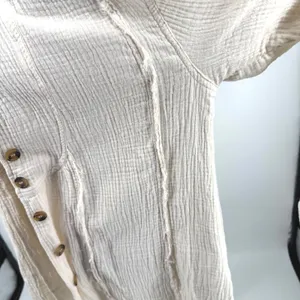 Free People All About The Feels M Gauze Cotton Button Up Top Ivory Boho Peasant‎ thumbnail 6