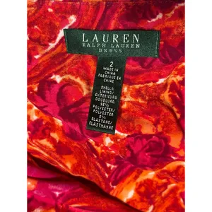 Ralph Lauren Floral Ruched Stretch Dress Sz 2 Preppy Classic Bright Sunny Career thumbnail 6