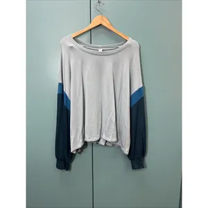 Lane Bryant Livi Colorblock Sweatshirt Sz 26 28 Cozy Soft Long Sleeve Blue thumbnail 4