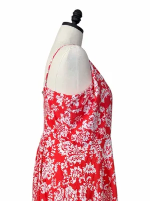 Gap Soft Cami Dress XXL V Neck Smocked Floral Red White NWT Sundress Casual thumbnail 7