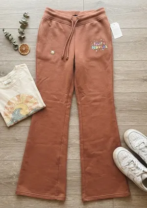 PacSun Womens Flare Sweatpants Brown Pacific Sunwear Graphic Small NWT thumbnail 1