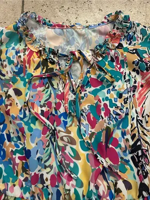 Like new women' s Multicolor Floral Ruffle Dress Top size S thumbnail 2